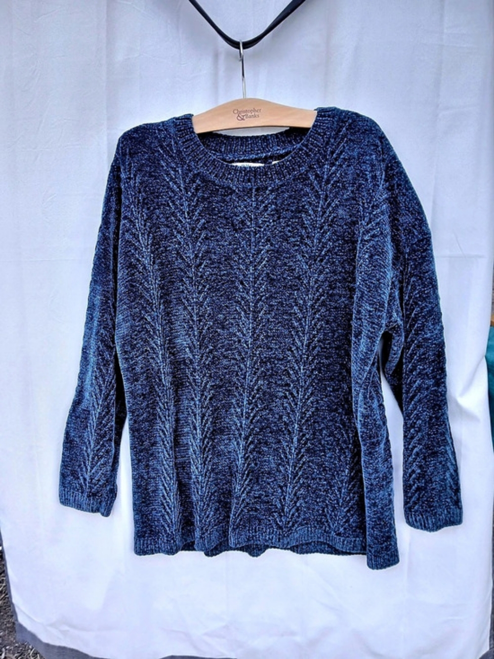 Orvis Textured Crewneck Sweater Blue XXL